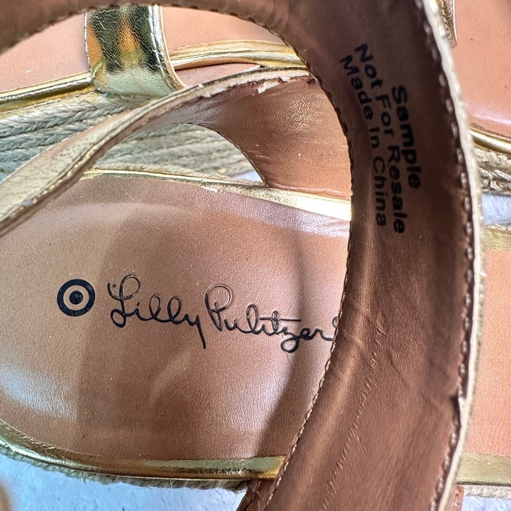 Lilly Pulitzer Gold Espadrille Wedges with Ankle Strap 🌴🍹 - Picture 3 of 12